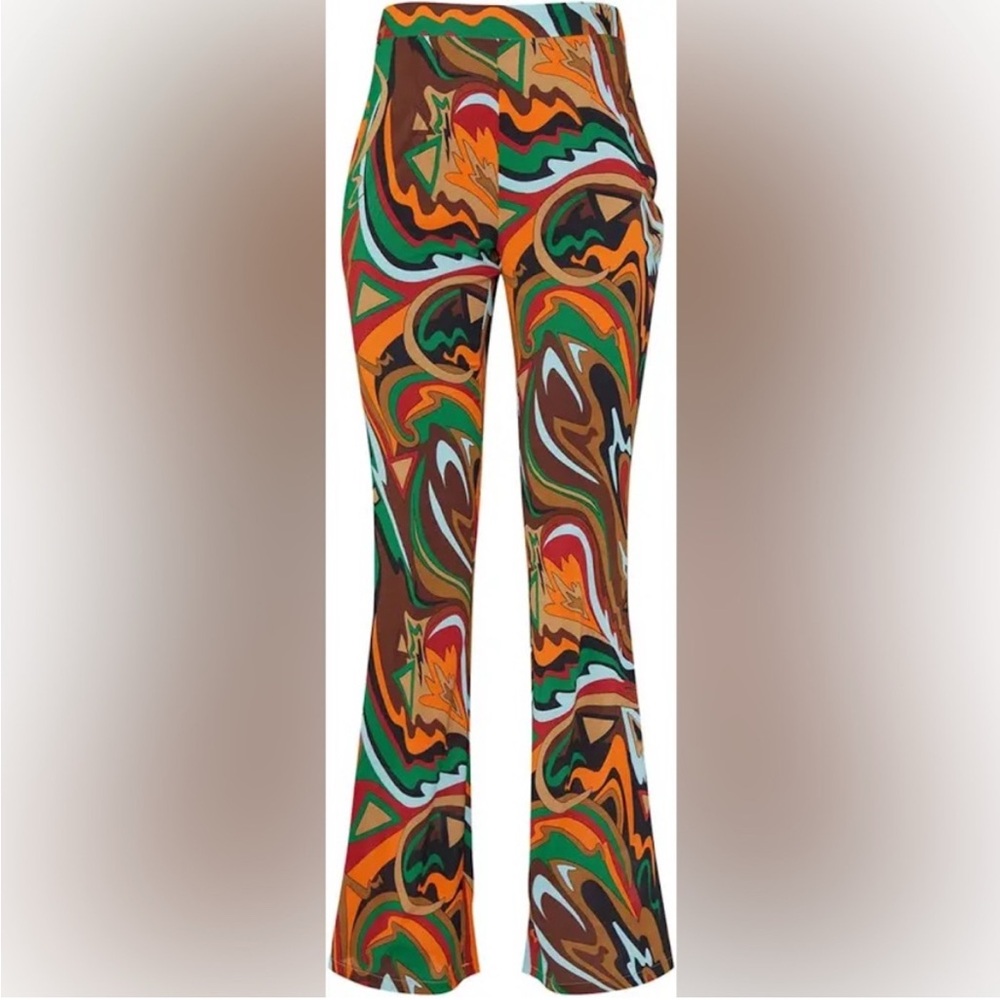 Multicolor Abstract Print Women's Pants